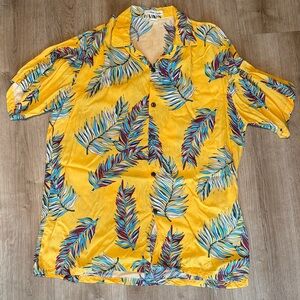 Yellow and Blue Tropical Men's Shirt